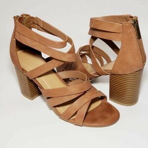 Bamboo Tan Strappy Heeled Sandals